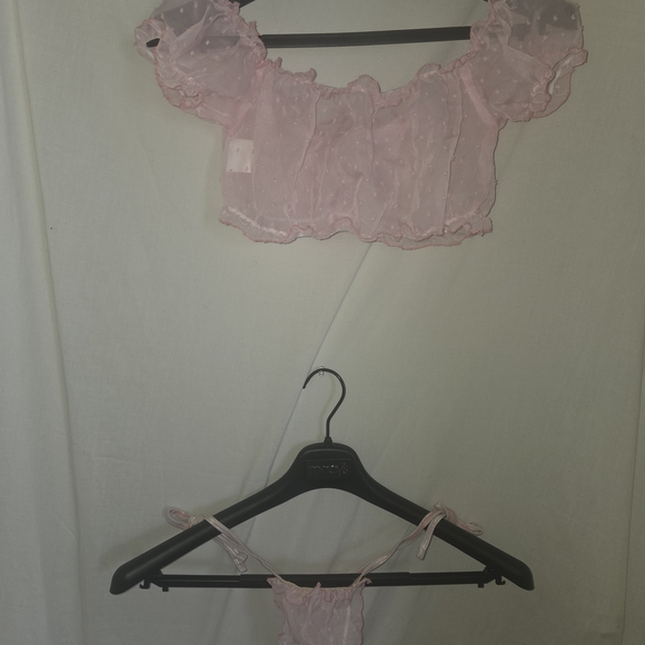 Delicate Pink Ruffle Lingerie Set - Picture 1 of 12